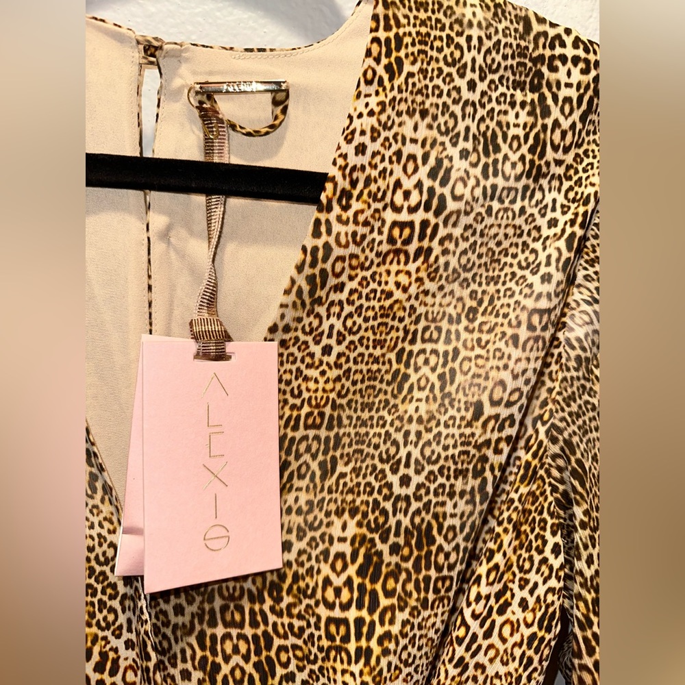 ALEXIS Intermix *Dula* leopard animal print boho sheath dress w fringe belt XS - Picture 6 of 9